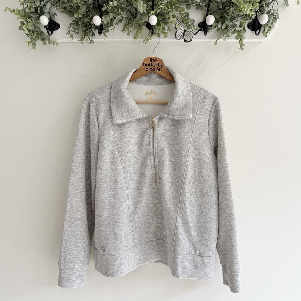 Lilly Pulitzer Grey UPF 50+ Eleni Pullover Medium kw